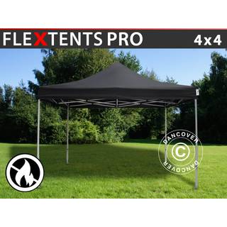 Foldetelt FleXtents Easy up pavillon PRO 4x4m Sort, Brandhæmmende