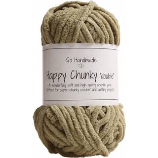 Go Handmade Happy Chunky Double 17887 Khaki Indhold:100% Polyester Vægt/længde:50 g = 33 m Anbefalede pinde:6-10 mm Kan maskinvaskes på maks. 40°C / Tørres fladt.