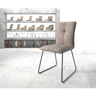 Esszimmerstuhl Maddy-Flex Mikrofaser Taupe Vintage Kufengestell Schwarz - Taupe, Schwarz