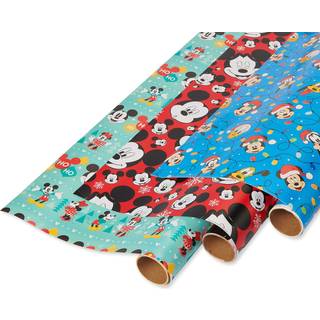 American Greetings 105 sq. ft. Disney-juleindpakningspapir bundt med udsk?rne linjer Mickey Mouse (3 ruller 30 in. x 14 ft.)