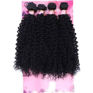 Frelyn Kinky Curly Hair Bundles Syntetisk hårvævbundter 18 18 20 20 tommer 4 stykker/pakke sort farve hurtig vævning sy i forlængelse meget bløde
