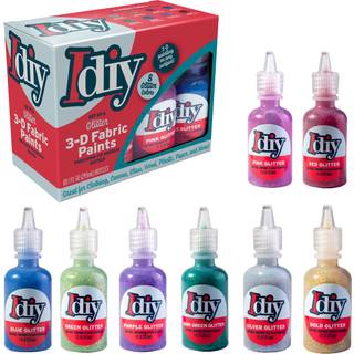 DIY stofmaling (8 glitter farver)- 1 oz flasker- ultra lyse 3d stof t shirt tøj blød maling ikke-giftig vandbaseret vaskbar permanent klasselokal