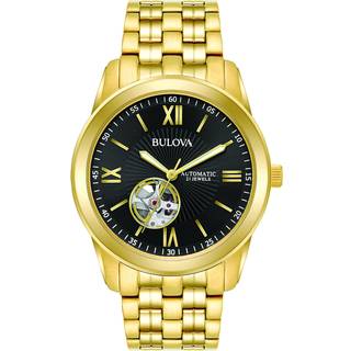 Bulova 97A132 Mechanical Sort/Gul guldtonet stål Ø42 mm