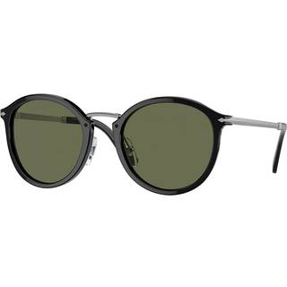 Persol Unisex PO3309S 95/58 Solbriller Acetat Sort Grøn Rund Polariseret
