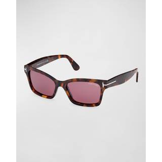 TOM FORD Kvinde FT1085 MIKEL 52U Solbriller Acetat Havana Bordeaux Firkantet Normal Spejl