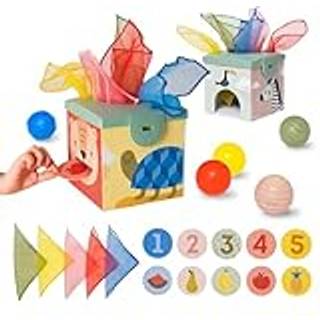 Taf Toys Sensory Baby Tissue Box Object Permanence Box Imaginary Play for sp?db?rn Sm?b?rn Montessori Square Sensory Toys Farverige tr?k t?rkl?de