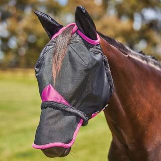 Weatherbeeta - Fluemaske, Comfitec Deluxe Durable Meshmaske med næse - WARMBLOOD / Sort/Lilla