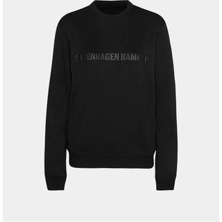 Sort bambus sweatshirt til dame med logo på brystet, L