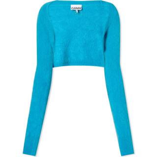 Ganni Alpaca and wool-blend cropped cardigan - blue - XS