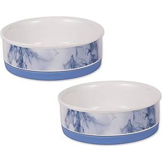Knoglet tørt pet skål opsamling keramisk sæt medium blå 2 stykke