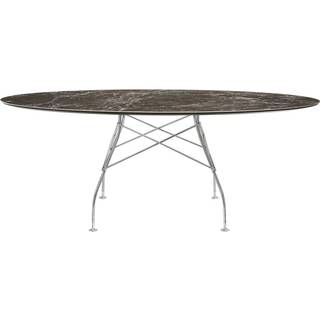 Kartell Glossy spisebord - 192x118 cm. - Brown Emperador - krom stel