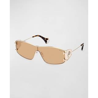 Emilio Pucci Kvinde EP0213 32C Solbriller Metal Guld Røg Maske Normal