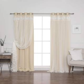 Bedste hjemmefashion blonder overlay termisk isoleret solide m?rkl?gningsgardiner - rustfrit st?l nikkel grommet top - beige - 52 """" W x 84 """" L