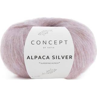 Katia Alpaca Silver 252 Lys pink-sølv Indhold:73% Alpaca, 20% polyamid, 7% polyester Vægt/længde:25 g = ca. 120 m Anbefalede pinde:4 - 4½ mm Strikkefasthed:10 cm x 10 cm = 19 m x 28 r Håndvask / Tørres fladt.