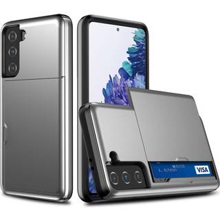Samsung Galaxy S21 Hybrid Håndværker Cover m. Kortholder - Mørk Grå