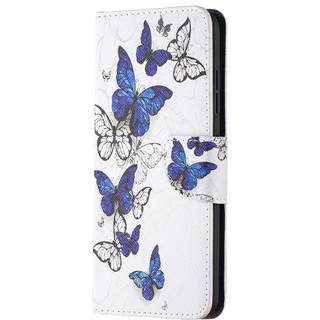 Nokia 1.4 Læder Cover m. Pung - Blå & Hvide Sommerfugle