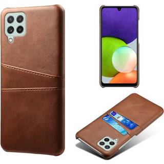 SKALO Samsung A22 4G PU-læder Kortholder Cover - Lys brun