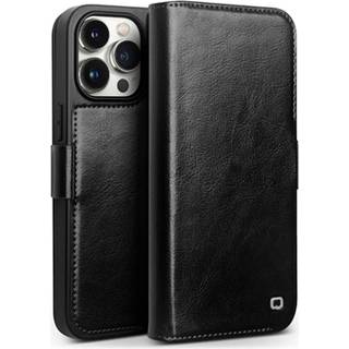 iPhone 15 Pro Qialino Classic Læderpung - Sort