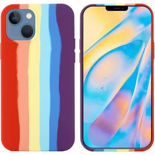 iPhone 14 Plus Silikone Bagside Cover - Rød Regnbue