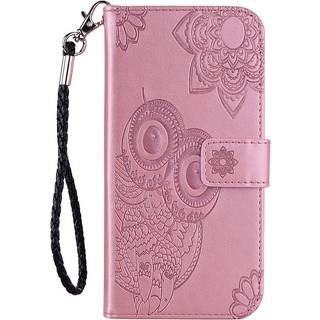 Nokia G21 / G11 Læder Flip Cover m. Pung Ugle & Blomster - Rose Gold