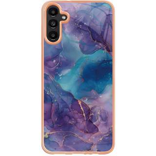 Samsung Galaxy A34 (5G) Plastik Cover - Blå / Lilla Marmor