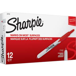 Sharpie 32702 Udtagelige permanente mark?rer Fin Point Red 12 Count