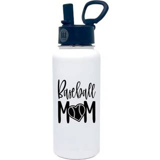 Brooke & Jess Designs Baseball Mom Tumbler Gaver - Stor isoleret vandflaske med halm - Rustfrit stål metal 32 oz rejsekop til mamma Mor Wife Wome