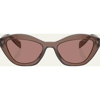 Prada Kvinde PR A02S 17O60B Solbriller Acetat Brun Brun Sommerfugl Normal
