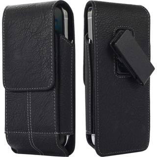 Universal Læder Etui til Mobil - Klemme - Sort (Maks. Mobil: 150 x 80 mm)