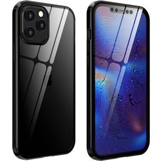iPhone 12 / 12 Pro 360 Graders Magnetisk Cover m. Glas Bagside og Forside - Sort