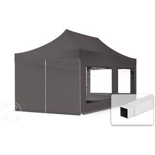 3x6m, stål, easy-up-pavillon, 4 sidedele, mørkegrå - (59052)