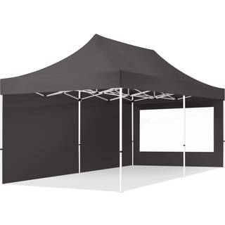 3x6m, stål, easy-up-pavillon, 2 sidedele, mørkegrå - (59051)