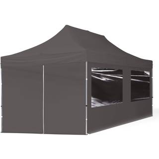 3x6m, aluminium, easy-up-pavillon, 4 sidedele, mørkegrå - (59025)