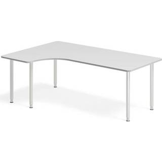 Office skrivebord venstrevendt 200x120cm lys grå med alugråt stel