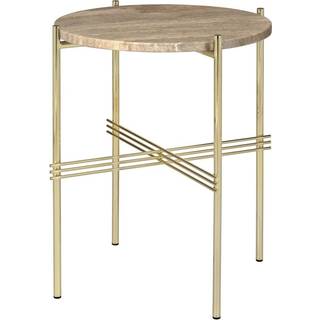 GUBI TS Sidebord Rundt Ø40 Messing/Varm Taupe Travertin