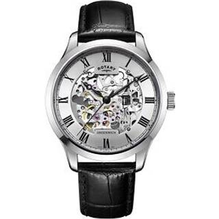 Rotary GS02940/06 Greenwich Skeleton Automatic Black Leather Strap Watch - W1239