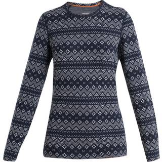 Icebreaker Women's Mer 260 Vertex Long sleeve Crewe First Snow Midnight Navy/Snow, Midnight Navy/Snow/J, XS
