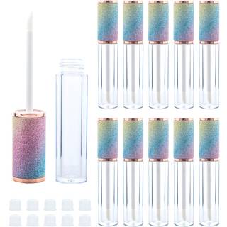 Ajltpa 10 pakken gnister regnbue l?be glans stavr?r 5 ml tomme l?be glansbeholdere lipgloss l?bebalsam flasker med gummi stoppere til lip glans b
