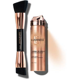 Luminess Silk Airbrush Spray Foundation & Buffing Brush Kit - Full Coverage Foundation & Dual -Sided Buffing Brush - Buildable Coverage Anti -Agi
