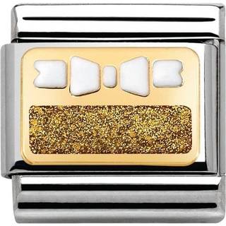 Nomination Classic - Emaille, Gold - Weiße Schleife Goldenes Plättchen - 030280/45 - bicolor