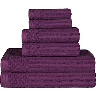 Overlegen bomuld 6-delt fast og ribbet h?ndkl?de Indstil Face H?ndkl?der 13 x 13 h?ndkl?der 16 x 28 badeh?ndkl?der 27 x 54 blomme