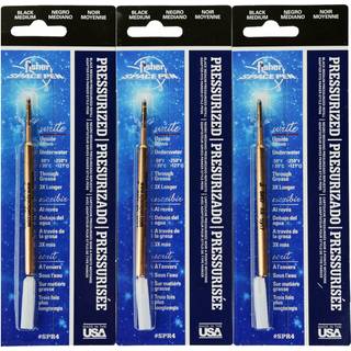 Fisher SPR4 Rumpen Pressuriseret kuglepunkter Bl?kp?fyldning Medium Point Pack med 3 sort bl?k