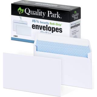 Kvalitetspark nr. 6 3/4 Self-Seal Security Convolles Sikkerhed farvetone og m?nster Redi-Strip lukning 24-lb hvid v?vet 3-5/8 x 6-1/2 100/boks (Q