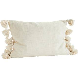 Madam Stoltz Cushion Cover With Tassels 40x60 Cm - Pyntepuder & Betræk Bomuld Off-White - JECU0311-OW