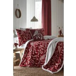 Dreams & Drapes Dreams & Drapes Red Christmas Woodland Owls Plush Fleece Duvet Cover Set