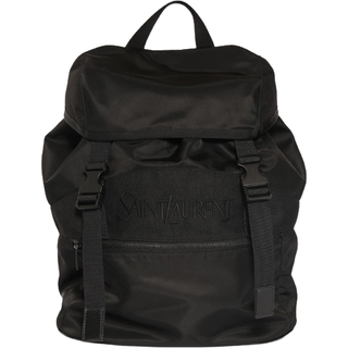 SAINT LAURENT - Logo-Embroidered Leather-Trimmed Shell Backpack - Men - Black