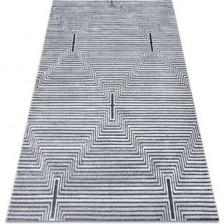 Tæppe Strukturelle SIERRA G5018 Fladt vævet, to niveauer af fleece grå - strimler, rhomber 120x170 cm