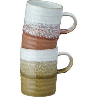 Kiln Accents Ridged Mugs (Ochre & Rust) - Set Of 2 -