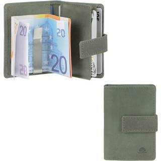 Kartenetui Leder 7x10cm mit Geldklammer "Vintage" grün 1642-30 | Greenburry.de