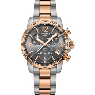 Certina DS Podium Chronograph 1/10 sec armbåndsur i bicolour med mørkegrå skive